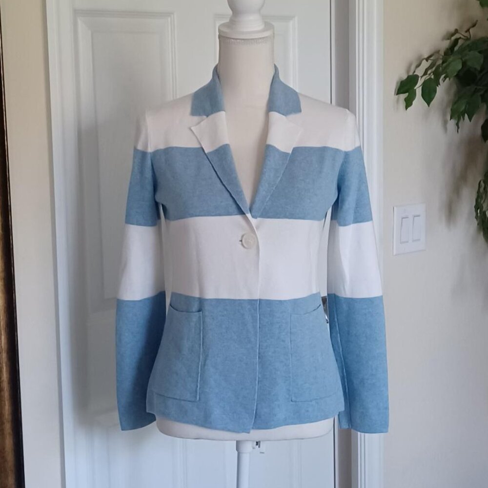 NWOT Beautiful Kinross Cashmere Colorblock Notch Collar Cardigan Size S/P